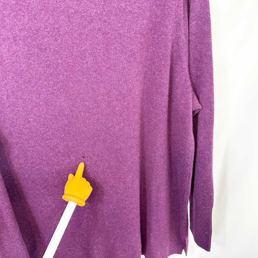Talbots Plus Size 2X Sweater Cashmere Purple Cowl Neck Tunic Pullover Flaws 1211 - Picture 7 of 9